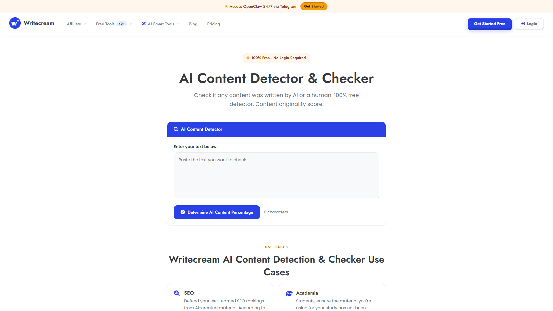 Writecream AI Content Detector